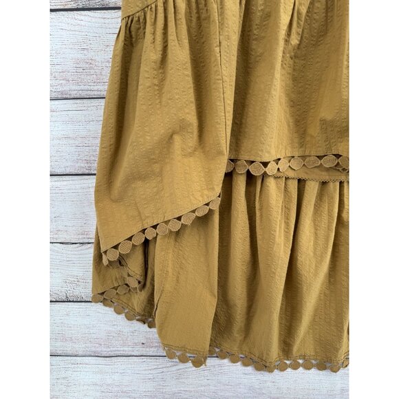 Maeve Anthropologie High Low Strapless Midi Dress Women's XL Gold BOHO NEW - Picture 5 of 13